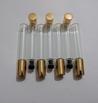 10ML Clear Glass Bottle for Essential Perfume Oil and Scents with Metal Roller Ball and Golden Cap